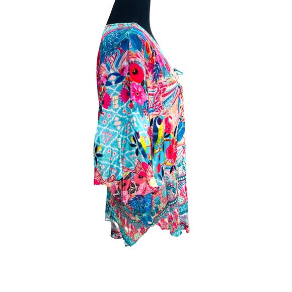NWT Charlie Paige Multicolor Floral Boho Tunic Kaftan Top One Size 100% Viscose - Picture 8 of 11